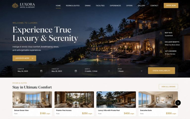 Luxury Hotel & Resort - Template Website Hotel & Travel