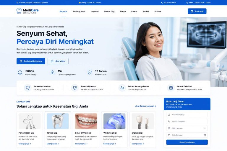 Dental Care Plus - Template Website Klinik & Kesehatan